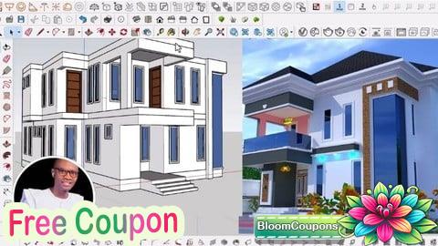 100% Free Coupon Learn 5Bedroom Duplex from basic to advance SketchUp Pro